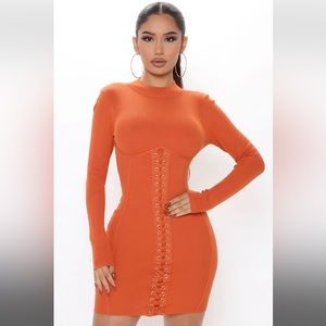 Fashion Nova Long Sleeve Stretchy Mini Sweater Dress